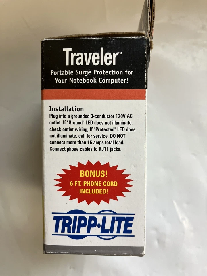 Tripp Lite Traveler Portable Surge Protector Laptop/Notebook/Phone  1050 Joules  - Image 3 of 4