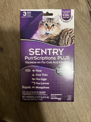 Sentry PurrScriptions Plus for Cats and Kitten Flea & Tick Control over 5lbs.