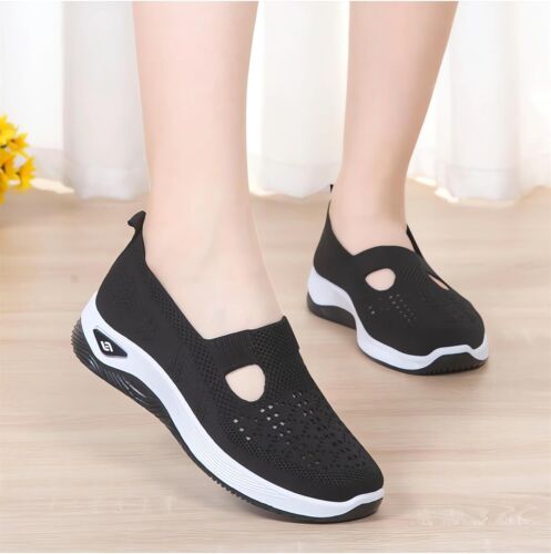 Women'S Woven Orthopedic Breathable Soft Shoes Go Walking Slip on Diabetic Foam