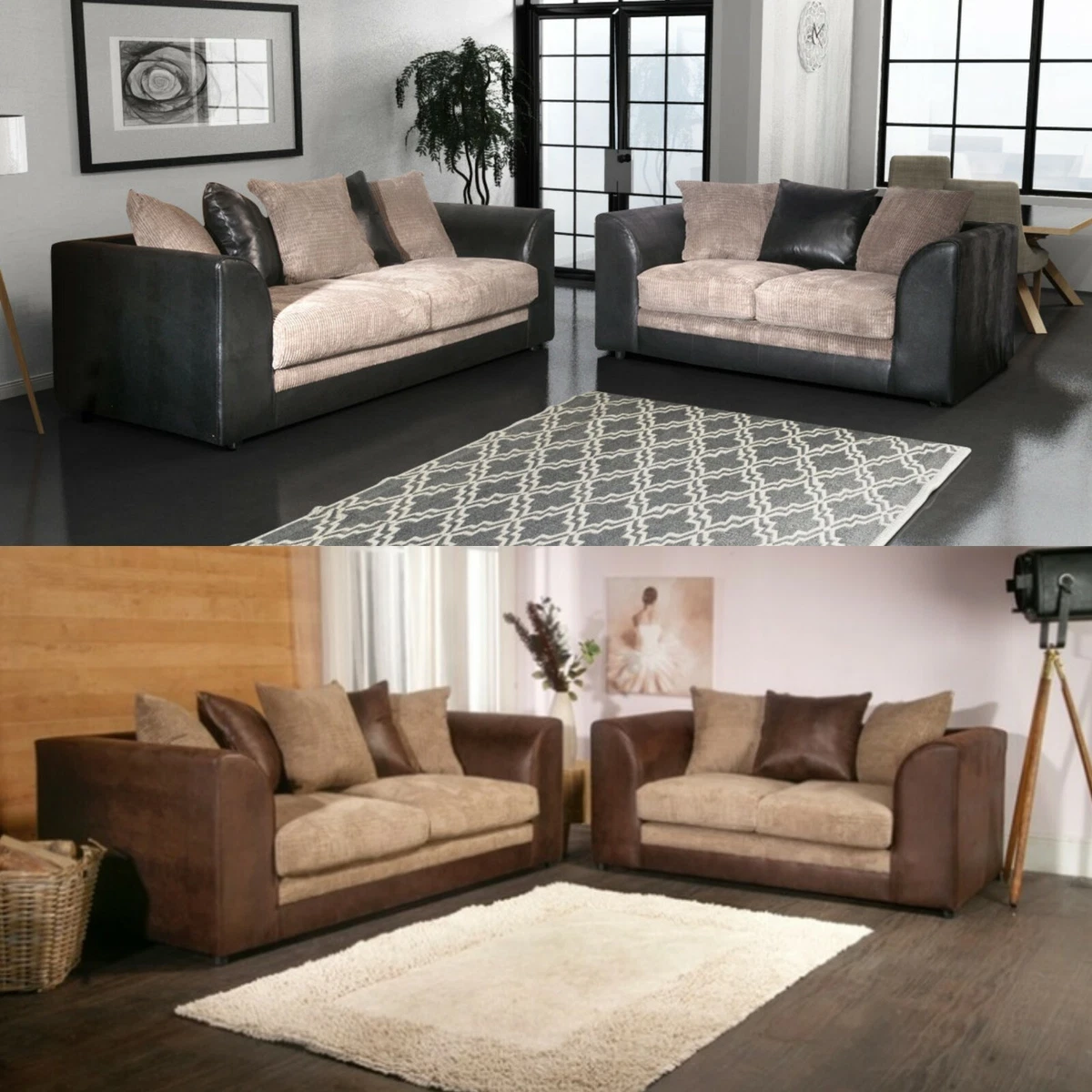 Leather look 3 seater sofa outlet