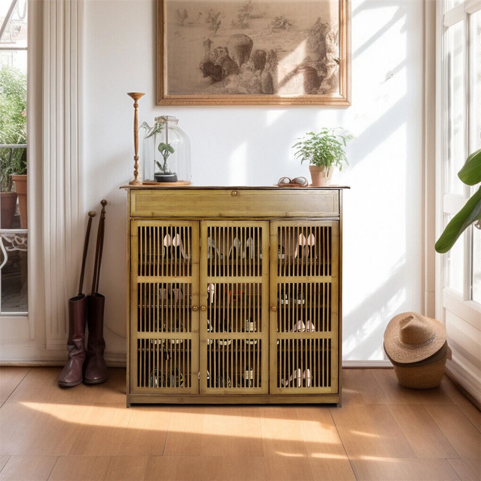 4-tier Tall & Thicken Bamboo Shoe Storage Cabinet Enclosed Drawers Easy Assembly - image 4 of 4