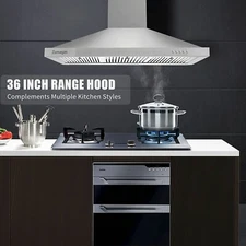 36 inch Wall Mounted Range Hood Stainless Steel 450CFM Vent 3 Speed Exhaust Fan