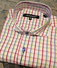 NWT BOGOSSE men's Size 4 Large Long sleeve button down shirt Fancy Jacq/Checks