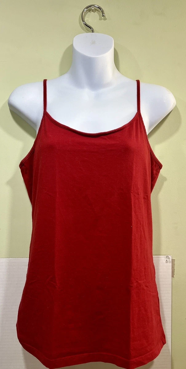 Red spaghetti cheap strap shirt