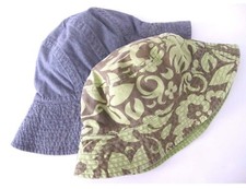 2x Baby Kid Gap Floppy Denim Sun Hat  Floral Pattern Green 18-24 months
