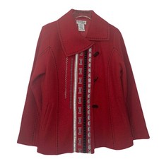 Northstyle Wool Red Gray Nordic Button Front Jacket Size Small