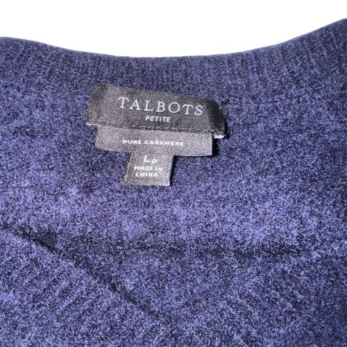 TALBOTS Petites Women's Pure Cashmere 3/4 Sleeve Sweater Navy Size LP - Picture 4 of 4