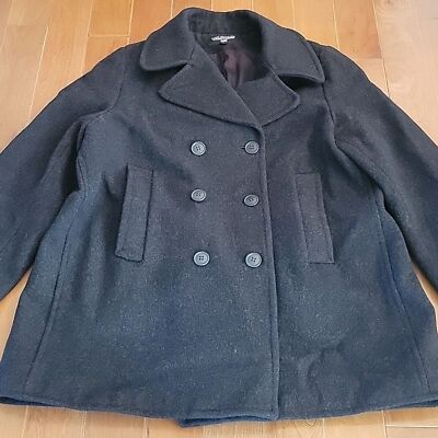 Vintage Polo Ralph Lauren Jeans wool pea coat double breasted gray XL USA  Made
