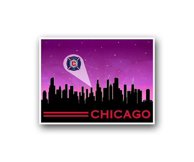 Chicago Fire Soccer Club Poster City Skyline Art Print Man Cave Decor 12x16''