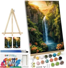 Paint by Numbers Kit for Adults with Frame Landscape Paint by Number with Easel