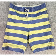 Gap Kids Surf Swim Trunks Blue Yellow Stripe Elastic Waist Drawstring XXL 14 16