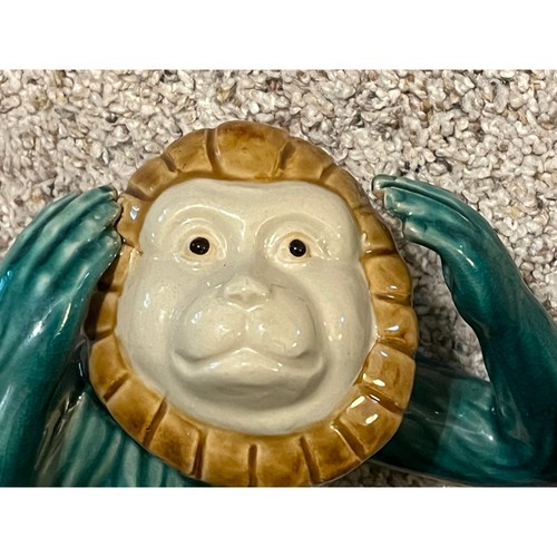 (3) Vtg Hand Painted Set See Hear Speak No Evil Majolica Capuchin Monkey Figure - Picture 16 of 19