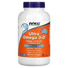 Now Foods Ultra Omega 3-D 600 EPA 300 DHA 180 Softgels GMP Quality Assured