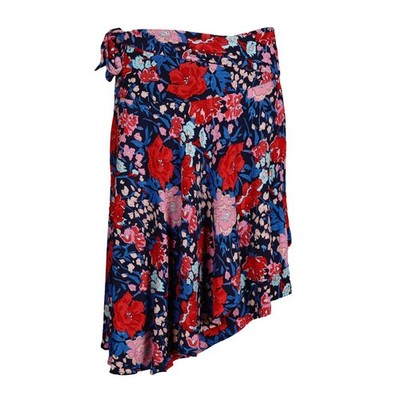 Claudie Pierlot Womens Skirt Colorful Floral Asymmetrical Belted Size 36 S Luxury