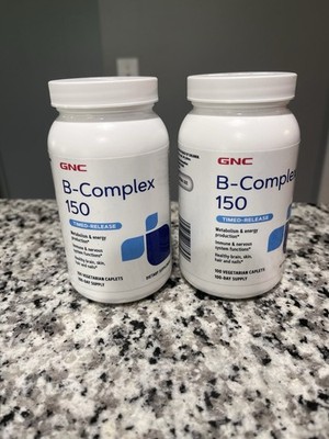 GNC B-Complex 150 Timed-Release 100 Vegetarian Caplets Exp 02/2027 x2