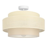 Deckenlampe Esszimmer Stoff Weiß Ecru E27 Ø 40 Cm Deckenleuchte Wohnzimmer BüRo
