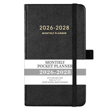 2026-2028 Pocket Planner - 3 Year Monthly 2026-2028, Small, Black