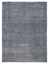 Vintage Denim Blue Traditional 9'4" x 12'6" Hand-Knotted Oriental Wool Area Rug