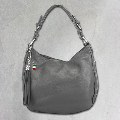 Florence Echtleder Hobo Bag Damen grau Schultertasche Umhängetasche OTF134K