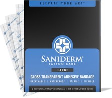Saniderm Tattoo Aftercare Bandage 3 Sheets Large Pack, 8 in x 10 in   Convenie