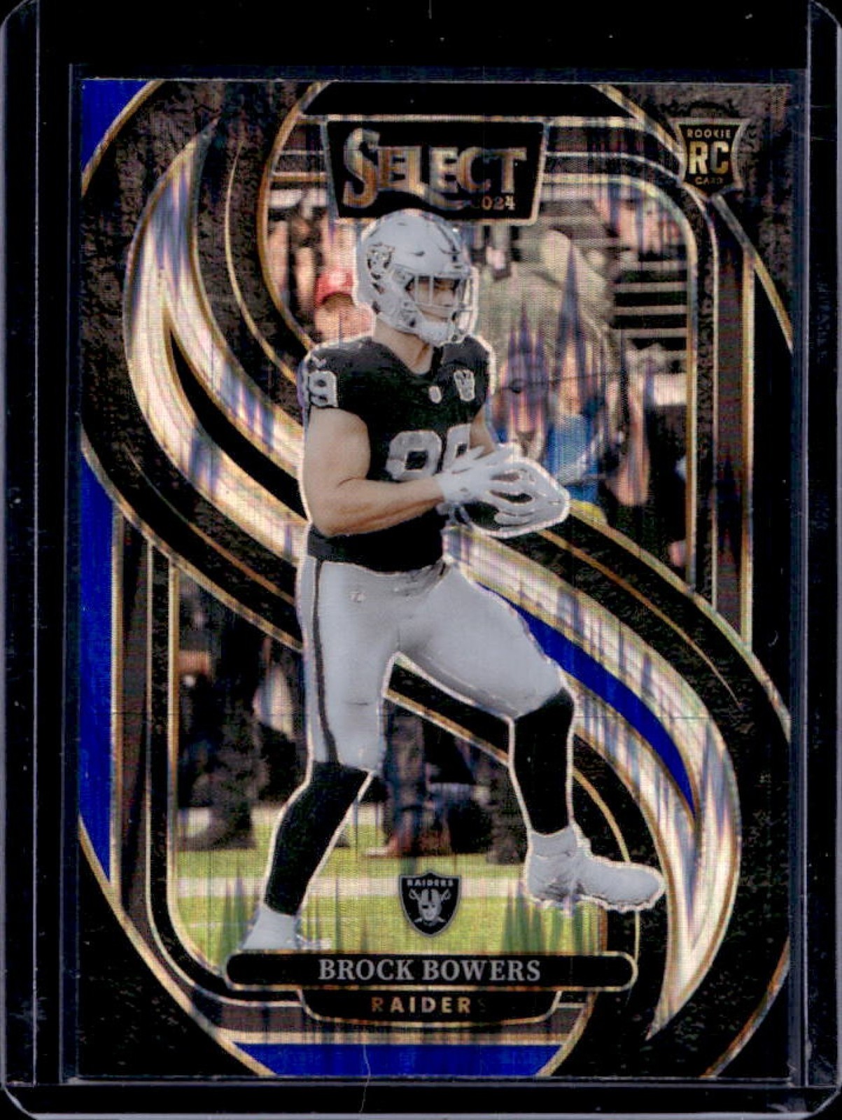2024 Select Brock Bowers Premier RC Black and Blue Prizm Shock #118 Raiders