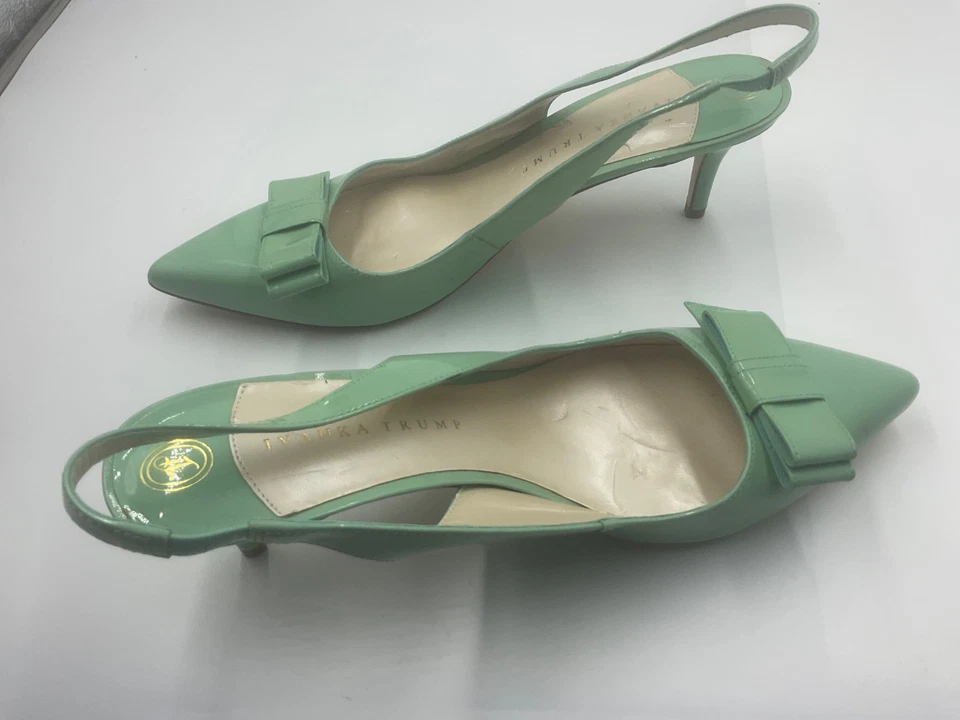 Ivanka Trump LIORAH Light Green Patent Leather Heels Bow Detail Shoes Size 11M - Image 3 of 4