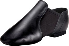Linodes Unisex Leather Upper Jazz Shoe Slip-on for 8 Women/7.5 Men, Black