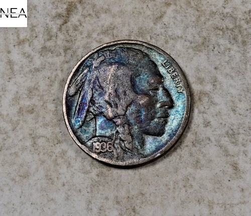 1936 Buffalo Nickel ~ Rainbow Toned ~ ZB303