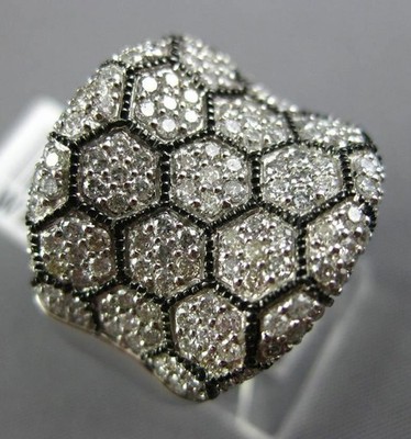 ESTATE LARGE 1.40CT DIAMOND 14KT WHITE & BLACK GOLD 3D HEXAGON SPIDER LOVE RING