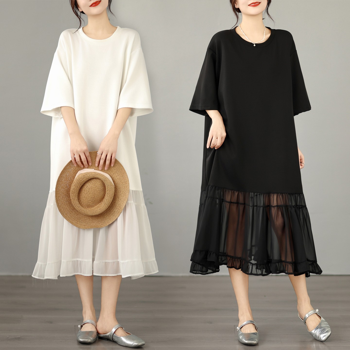 Vestido de empalme de malla tejido favorecedor figura verano curvilíneo talla grande para mujer