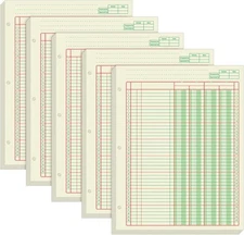 Fulmoon 5 Pack 250 Sheets Ledger Paper Accounting Columnar Pads 8.5 x 11 Inch 