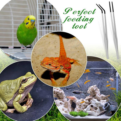 2 Pcs Extra Long Stainless Steel Reptile Feeding Tongs with Rubber Tip 15 Inc...