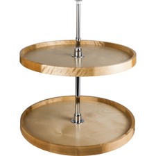 Hardware Resources 28" Round Two-Shelf Wood Lazy Susan Set