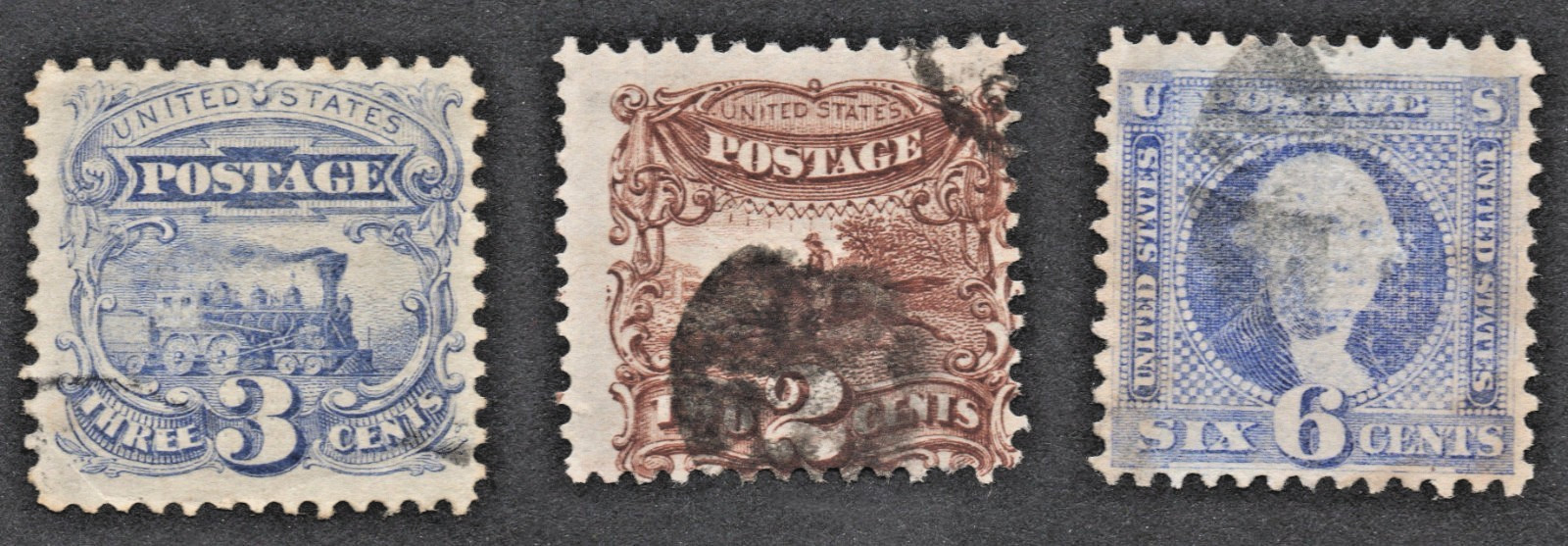 US Sc#'s 113, 114, 115 USED { PICTORIAL SET OF 3 } GREAT FROM 1869 CV$ 325.00