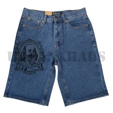 KNO BETTA Men's Regular Fit Denim Jean Short w/ Benjamin Franklin Print