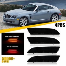 Front 4X Rear LH RH Bumper Side Marker Lights Smoke For 04-08 Chrysler Crossfire