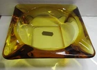 NEW NOS Vintage MCM Ashtray Amber Colored Glass Square  6”x6” MCM Anchor Hocking