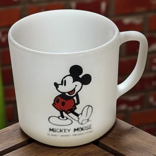 Vintage 1970's Federal Milk Glass Walt Disney Mickey Mouse White Mug Cup