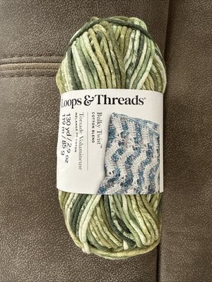 3 Skeins ( 2.9oz Each) Loops &Threads Bulky Twist Cotton Blend Go Green Multi