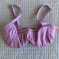 NWT Victoria  s Secret Swim Shimmer Lilac Ruched Swim Bikini Top size 34DDD