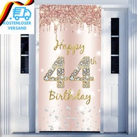 44. Geburtstag Deko Frauen, Happy 44Th Birthday Door Banner RoséGold Stoff Schil