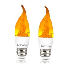 LED Flame Effect Light Bulbs,3 Modes Smart E26 Chandelier Base E26-2