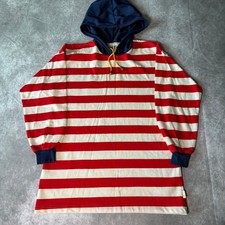 True Vintage Hang Ten Hooded Shirt Mens S Red White Stripe Long Sleeve USA Made