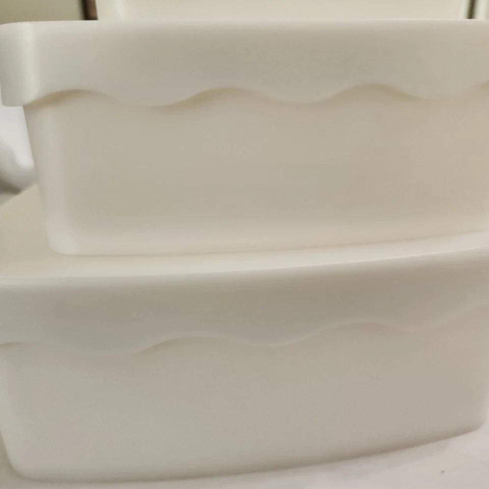 Комплект из 3 белых квадратных пластиковых коробок-органайзеров контейнеров для хранения крышек стеков - Изображение 4 из 4