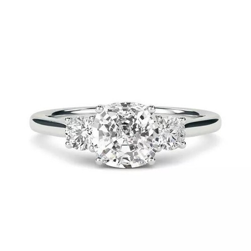 3Ct Cushion Cut Lab Created Diamond 14K White Gold Plated Women's Wedding Band
