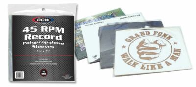 (50-Pack) BCW 4 MIL Heavy Duty 45 RPM Record Album Protection Sleeves Clear Poly