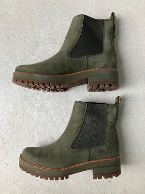Timberland Courmayeur Valley Chelsea Boots Gr. 38,5 Leder Nubuk olive night