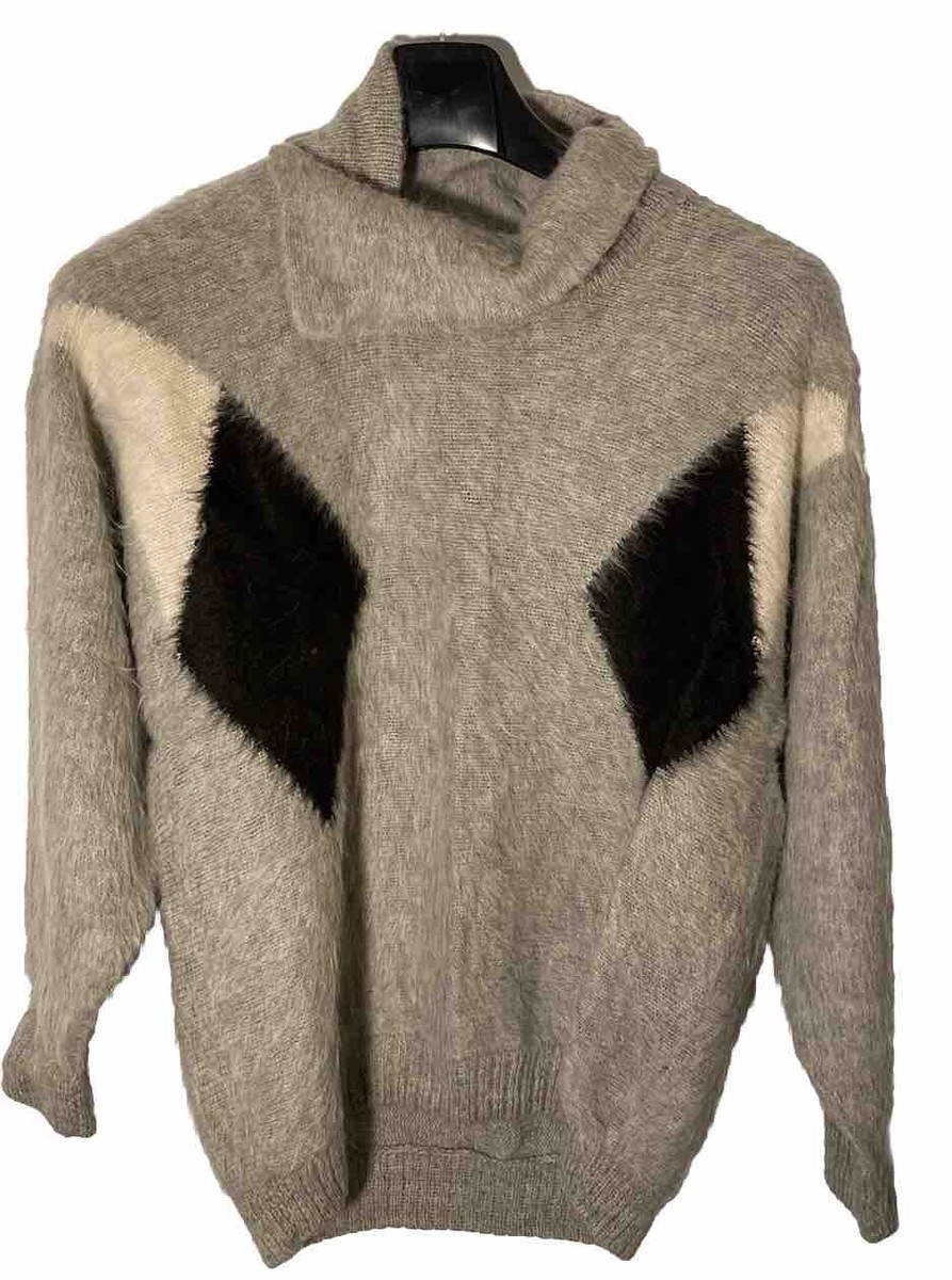 Comblofla 100% Heavy Alpaca Sweater-Hand Knit in Bolivia-Cowl Neck