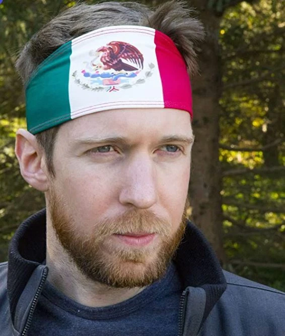 Diadema deportiva elástica antideslizante bandera de México internacional para hombre y mujer Foto 3 de 4