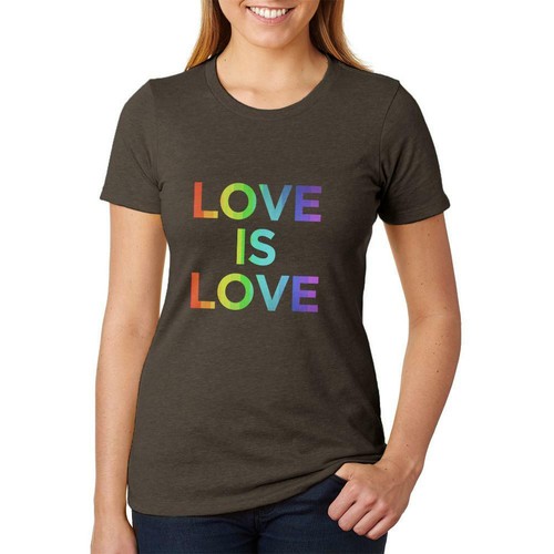 LGBT Gay Pride Love Is Love Juniors Soft Heather T Shirt - 第 1/3 張圖片